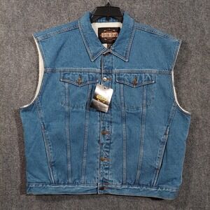 Guide Gear Vest Mens 3XL Blue Sherpa Lined Denim Button Front Workwear Insulated